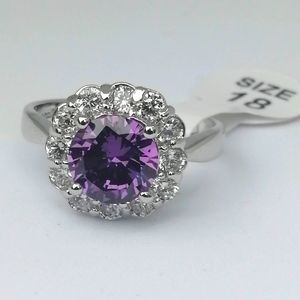 14k Real White Gold Plated Ring 9 US Gem Violet